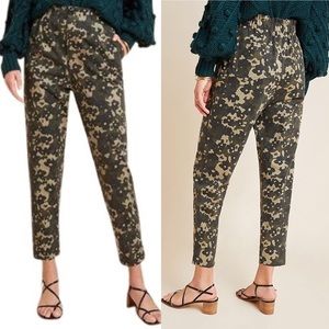AMADI Anthropologie Floral Camo Cropped Trousers Pockets NEW